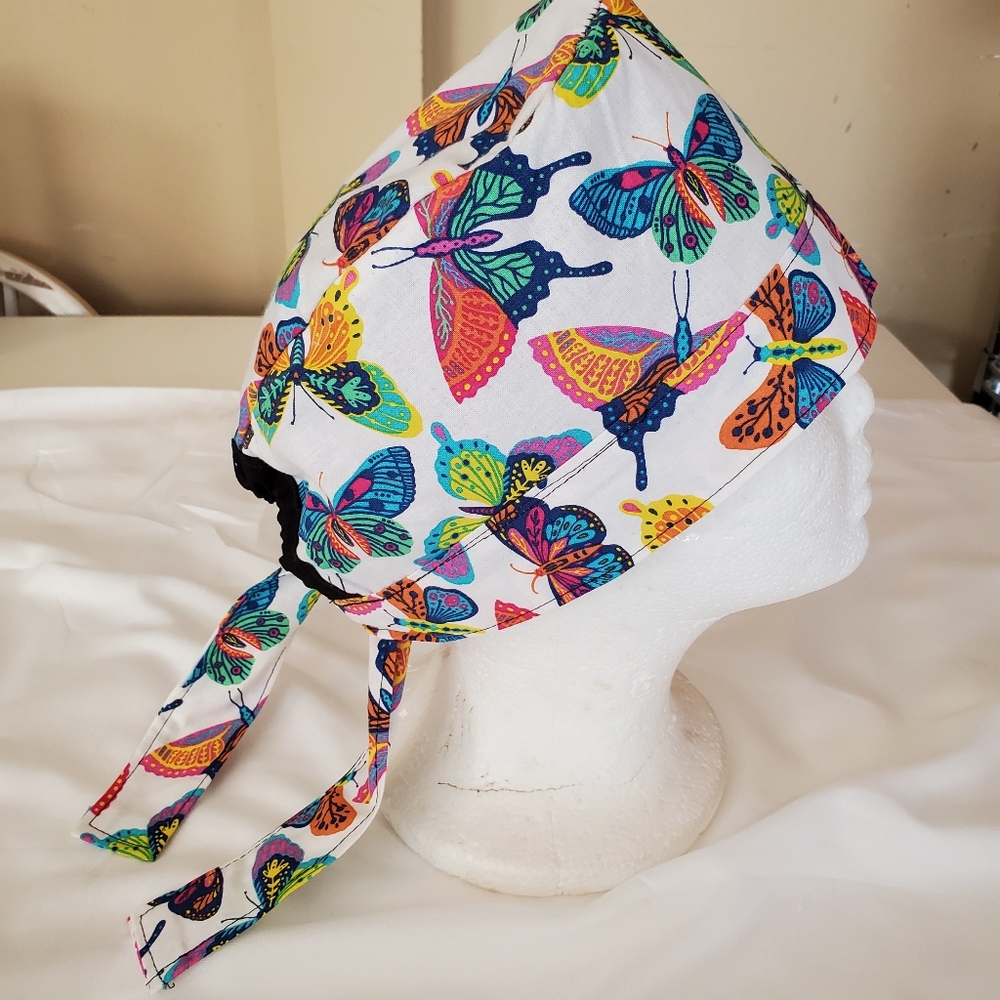 New Colorful Butterfly Cotton Scrub Cap Medical/Adult Sz